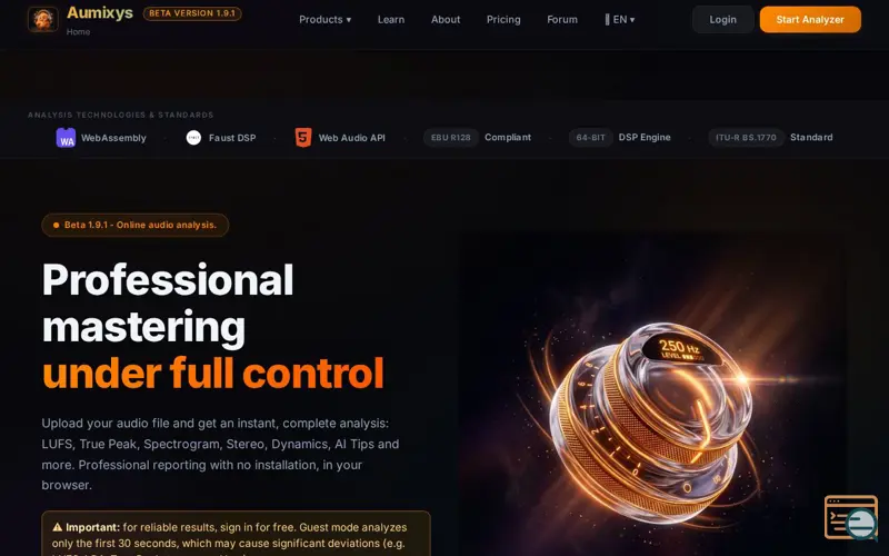Screenshot of Aumixys, a launch using OVHcloud