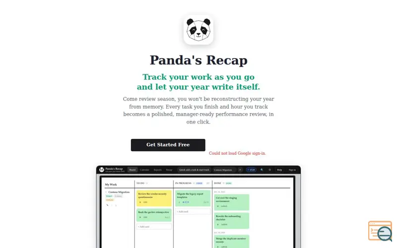 Screenshot of Panda's Recap — Performance Review Generator & Work Tracker