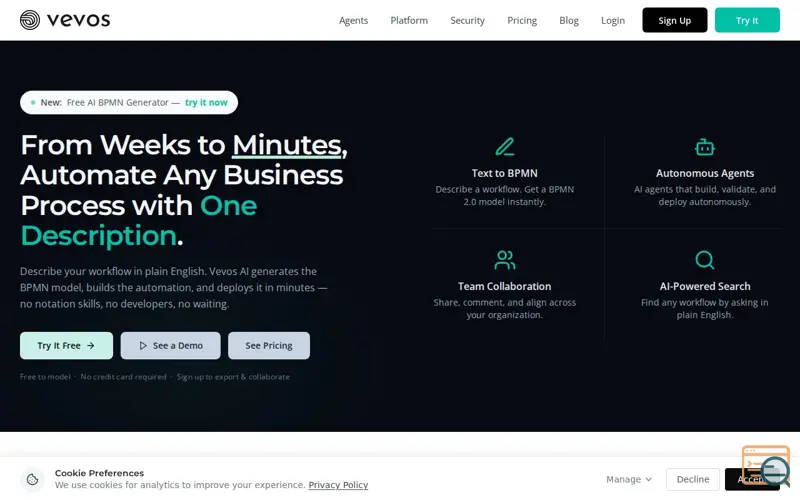 Screenshot of Vevos AI, a launch using Neon