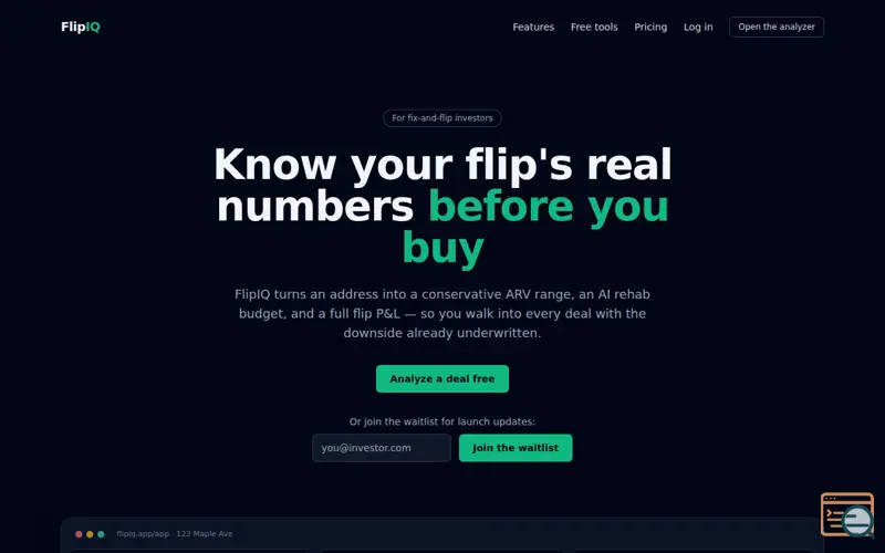 Screenshot of FlipIQ