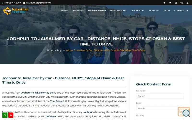 Screenshot of Rajasthan Tour Taxi