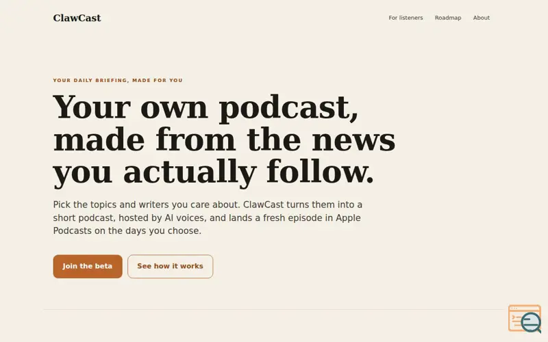 Screenshot of theclawcast