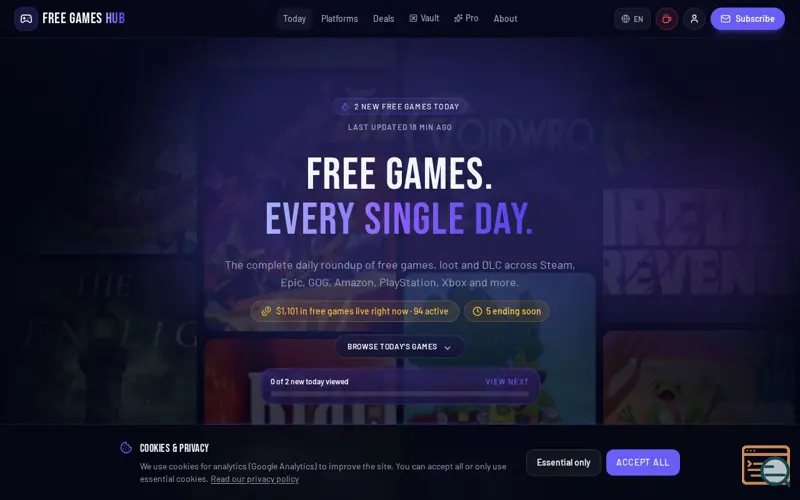 Screenshot of Free Games Hub