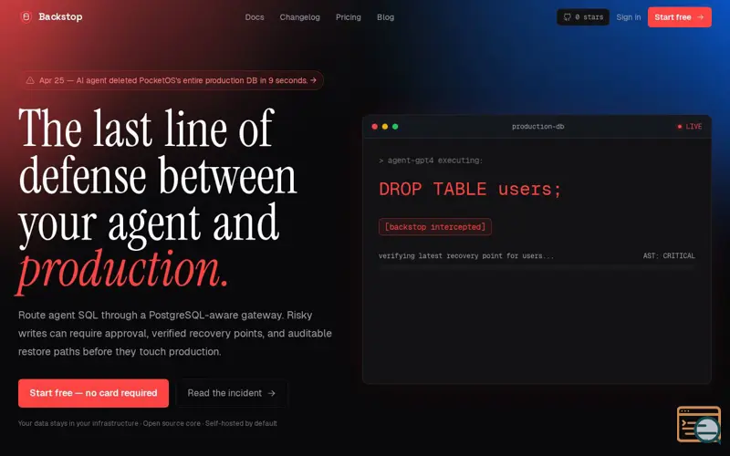 Screenshot of Backstop