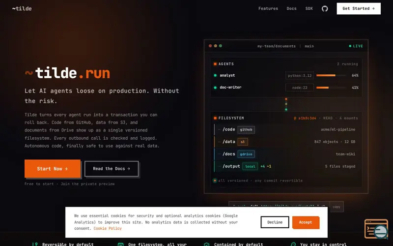 Screenshot of Tilde.run