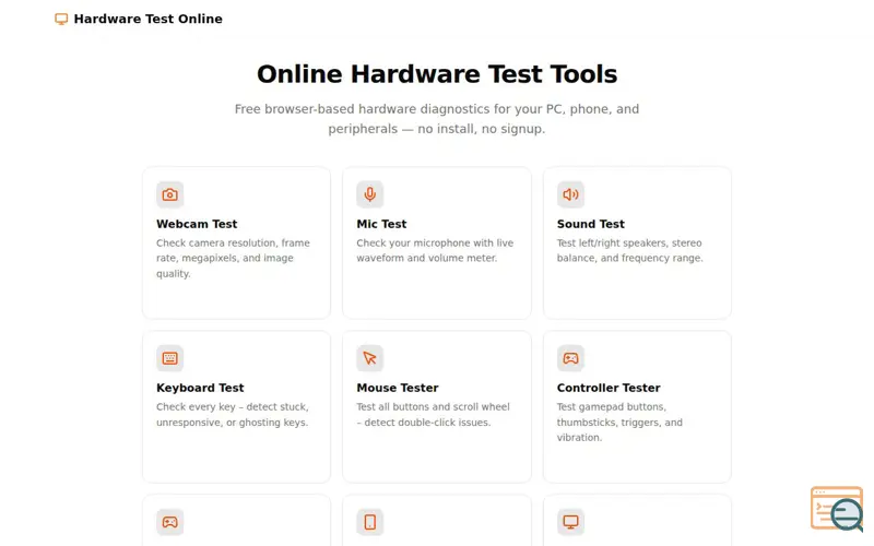 Screenshot of Hardware Test Online