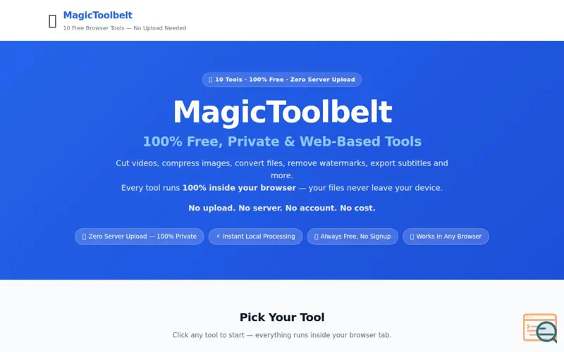 Screenshot of MagicToolbelt
