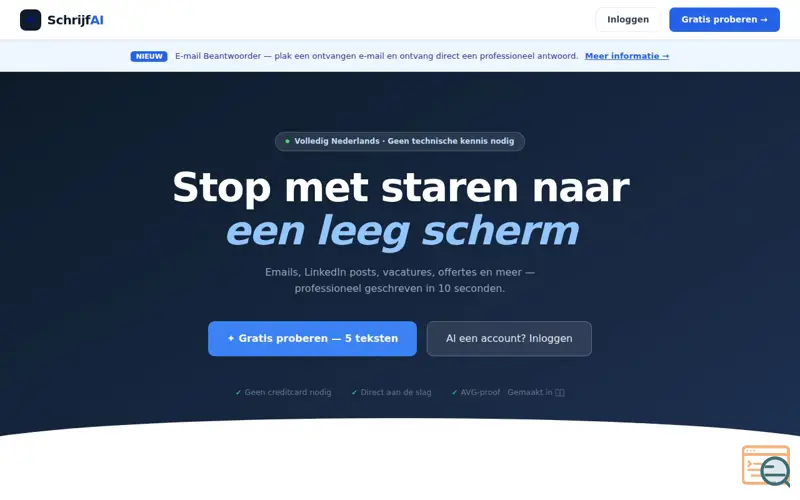 Screenshot of Schrijfai