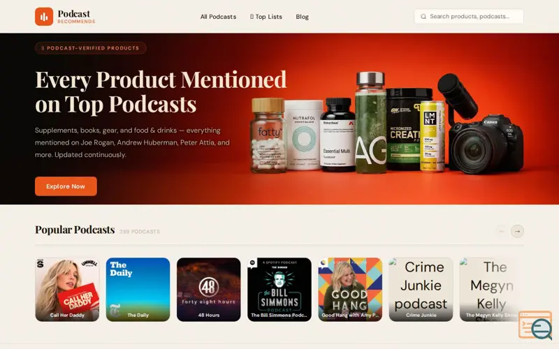 Screenshot of PodcastRecommends