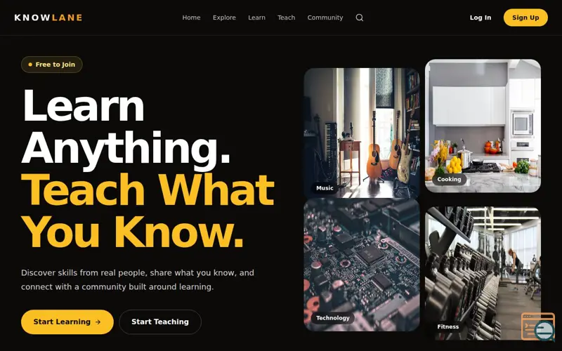 Screenshot of KnowLane — Learn Anything. Teach What You Know.