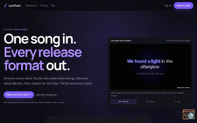 Screenshot of LyricFast