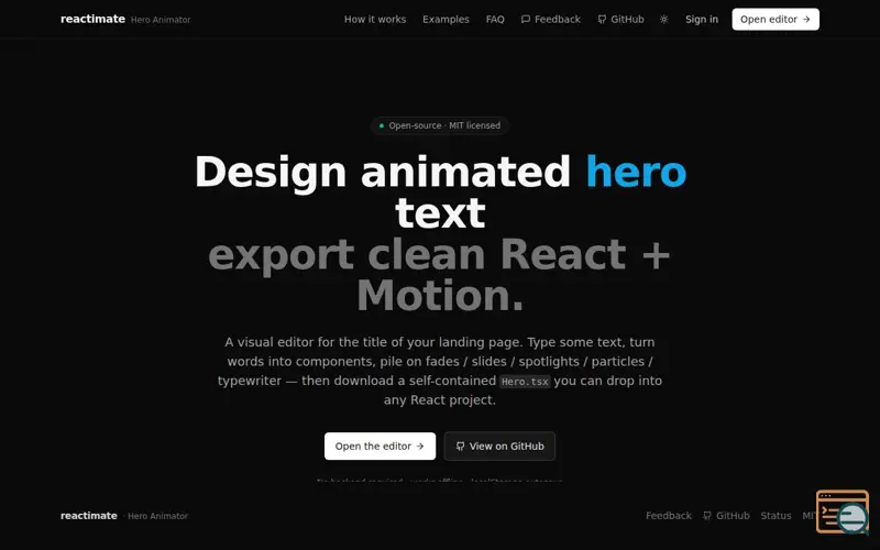 Screenshot of Reactimate