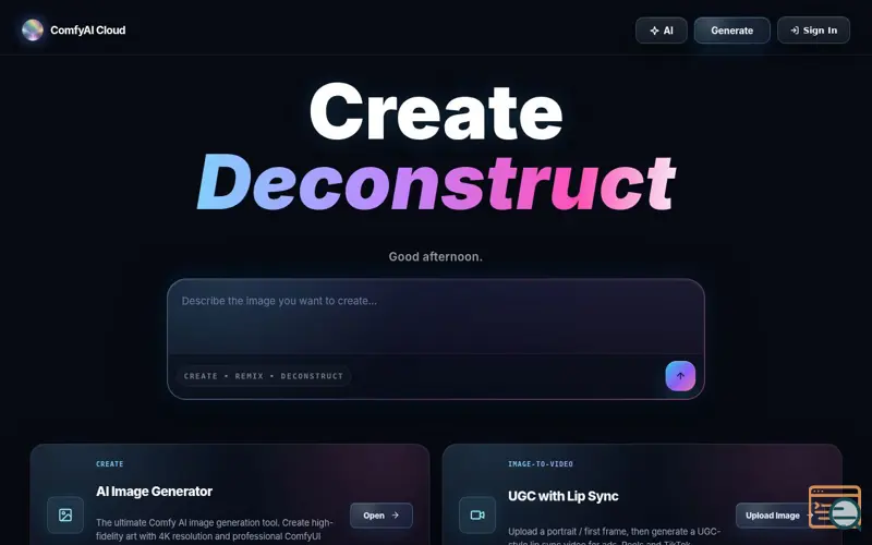 Screenshot of ComfyAICloud