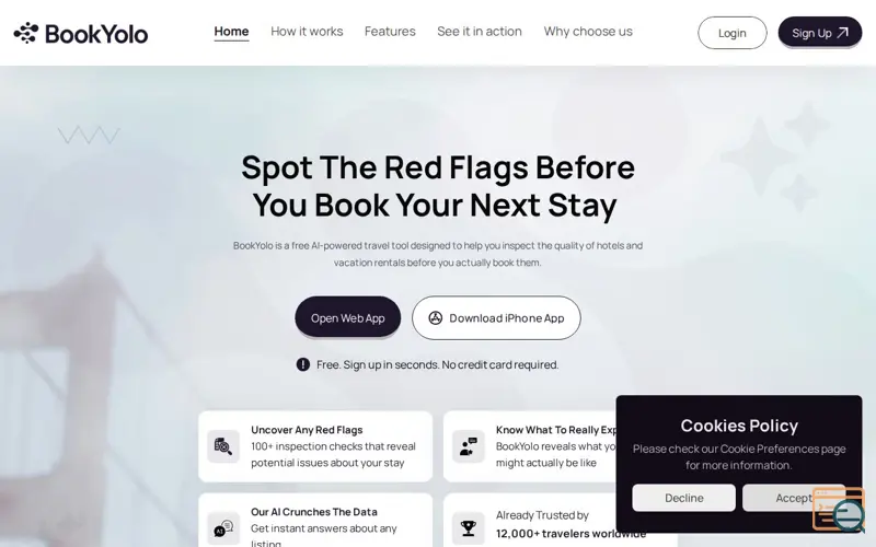 Screenshot of BookYolo, a launch using Viral Loops