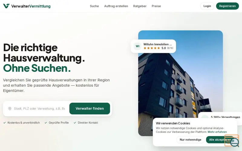 Screenshot of Verwalter Vermittlung
