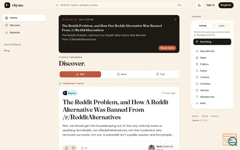Screenshot of Rhyme