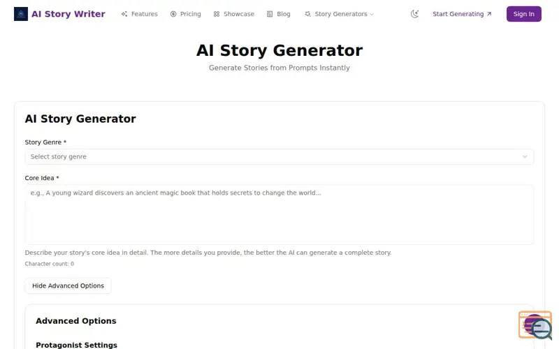 Screenshot of AI Story Generator