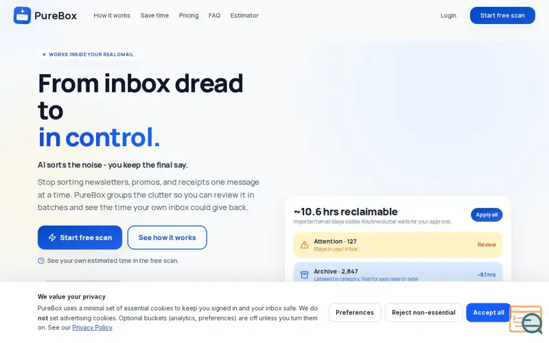 Screenshot of PureBox - From inbox dread to in control