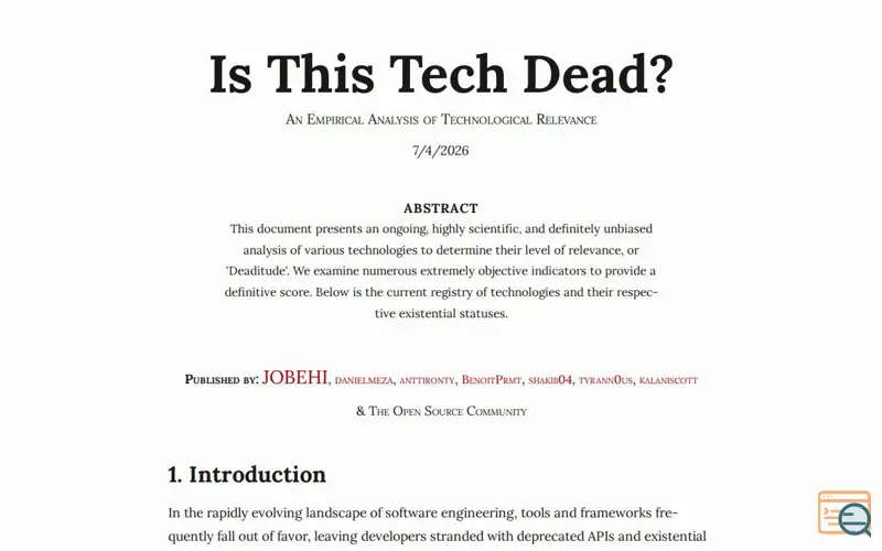 Screenshot of Isthistechdead