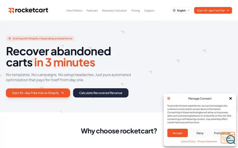 Screenshot of RocketCart