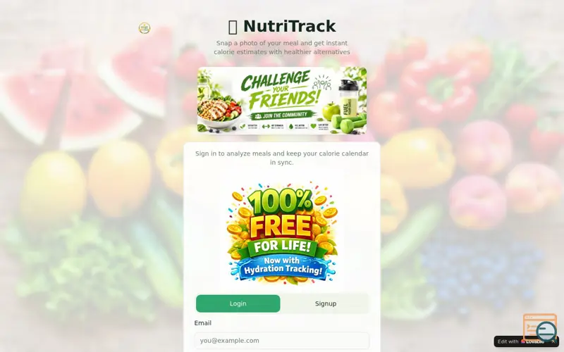 Screenshot of NutriTrack