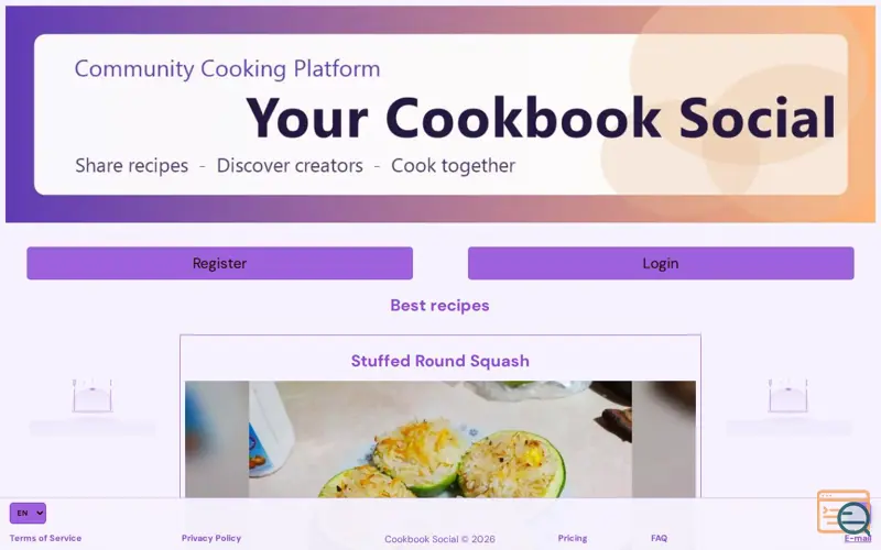 Screenshot of CookbookSocial