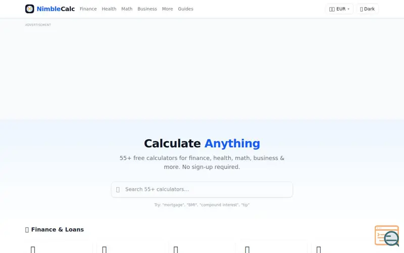 Screenshot of NimbleCalc
