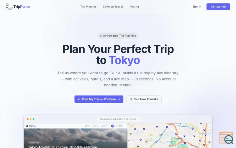 Screenshot of TripPlano