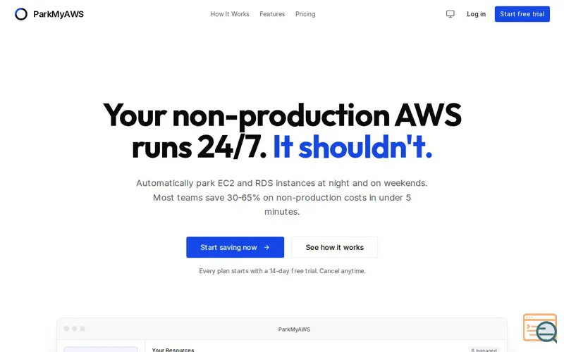 Screenshot of ParkMyAws