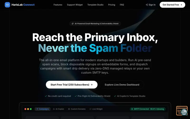 Screenshot of HarisLab Connect, a launch using SaaSGrave