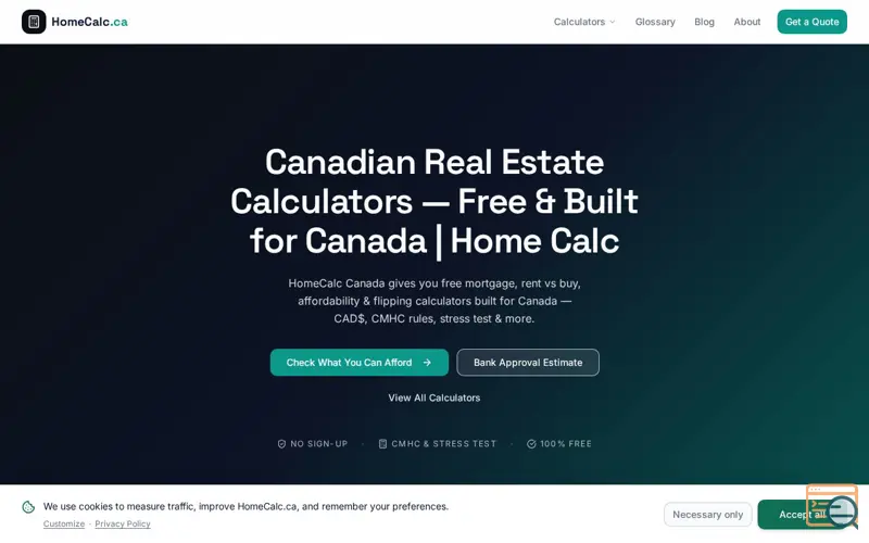 Screenshot of HomeCalc.ca