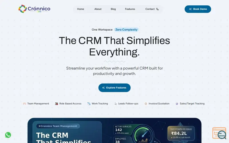 Screenshot of Cronnico CRM, a launch using ProtonDNS