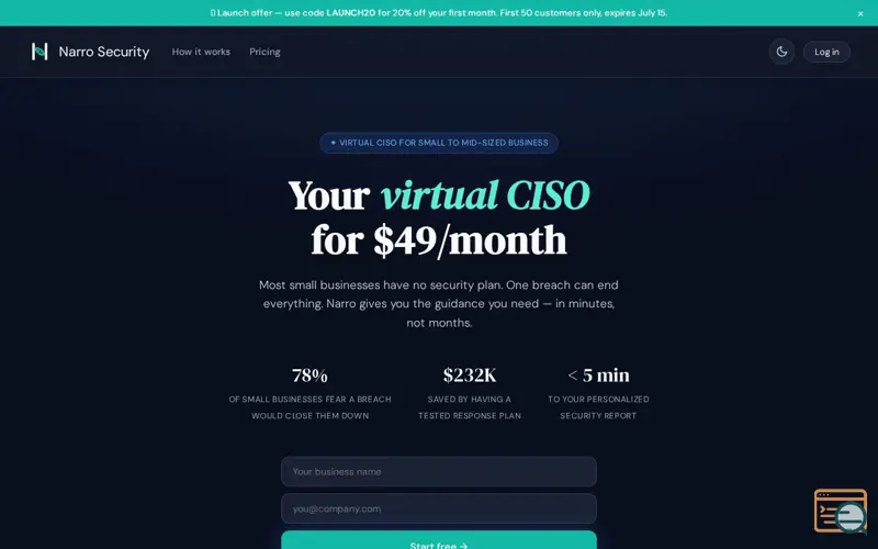 Screenshot of Narro Security