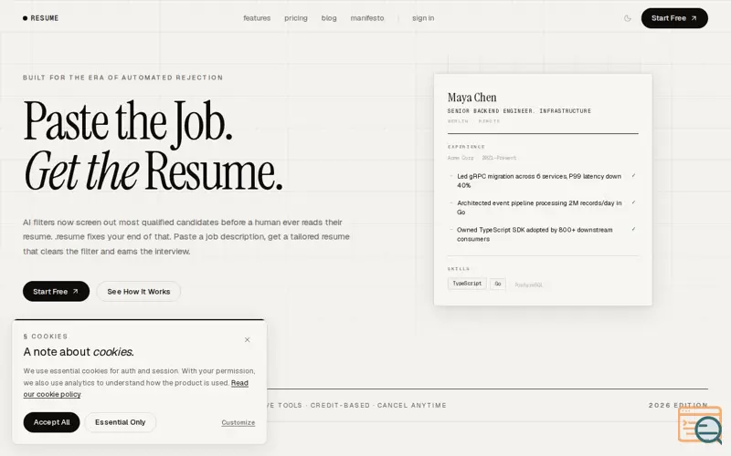 Screenshot of .resume