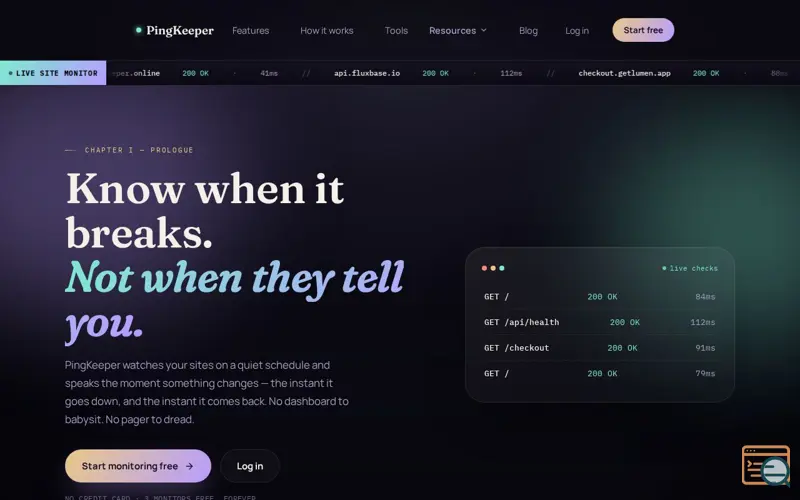 Screenshot of PingKeeper