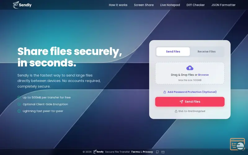 Screenshot of Sendly