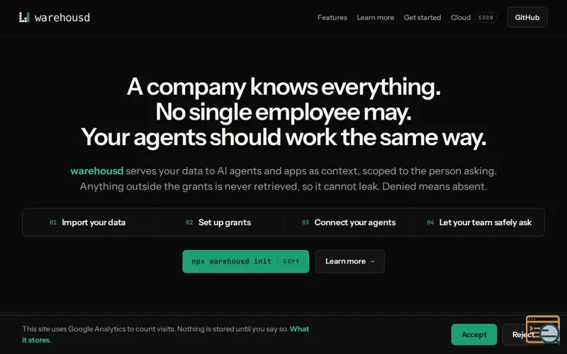 Screenshot of warehousd — An MCP-ready governed data layer