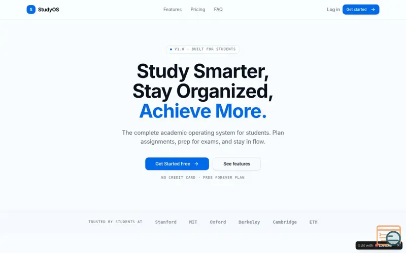 Screenshot of StudyOS