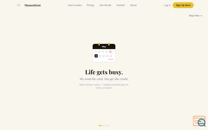 Screenshot of MomentSent
