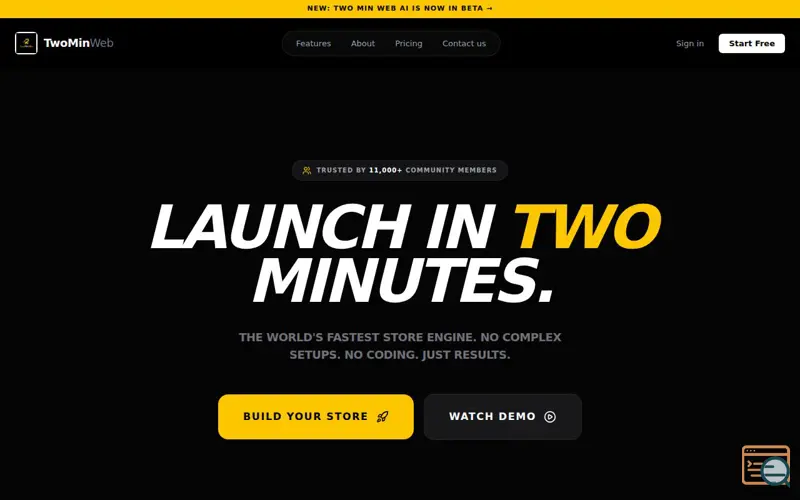 Screenshot of TwoMinSite