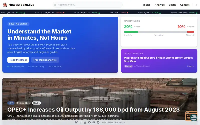 Screenshot of NewsStocks.live