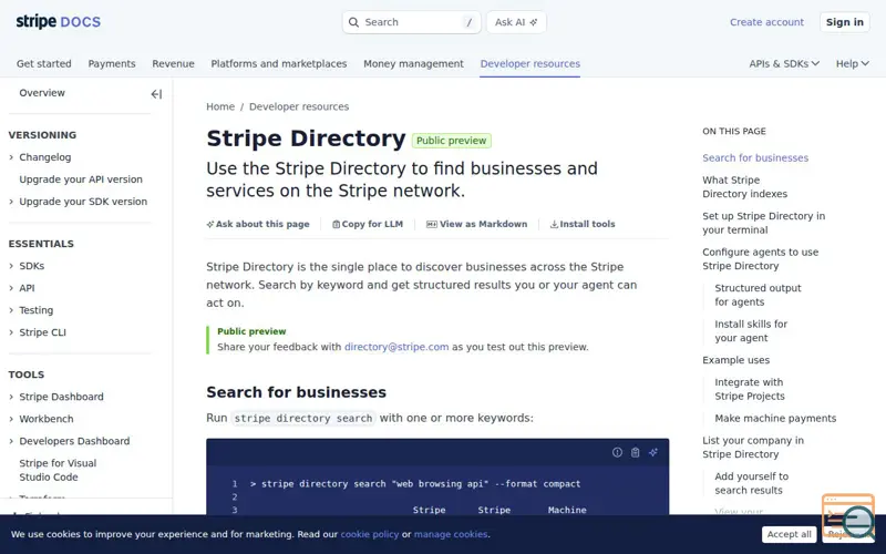 Screenshot of Stripe.Directory