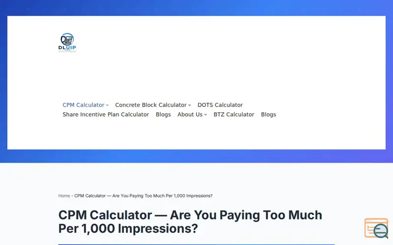 Screenshot of CPM Calculator