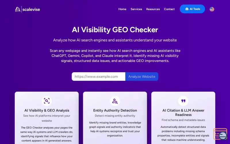 Screenshot of GEO Checker – AI Visibility AI Search, a launch using Hostnet Email