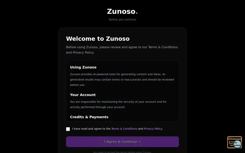 Screenshot of Zunoso AI