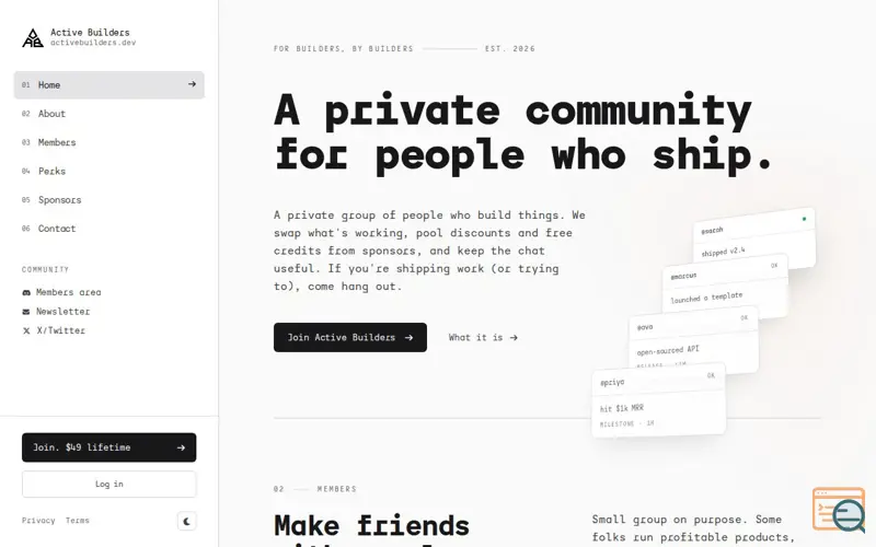 Screenshot of Active Builders