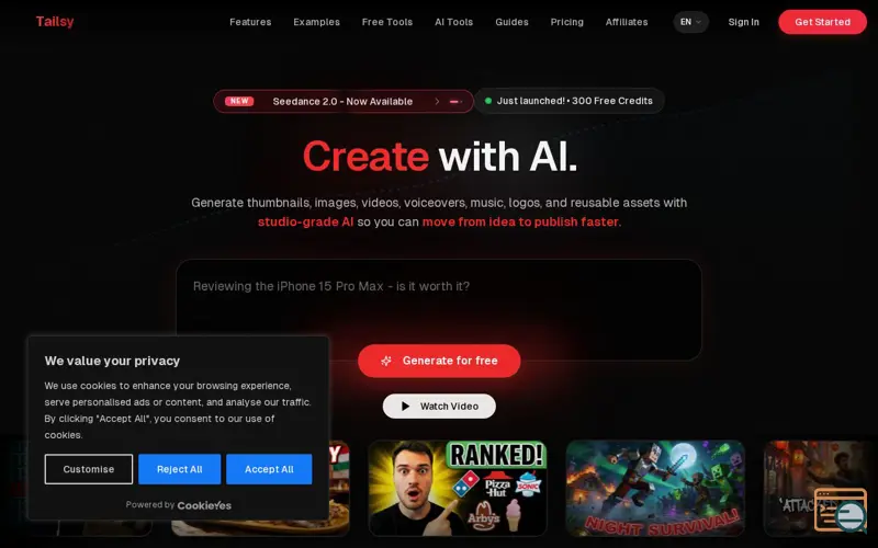 Screenshot of Tailsy