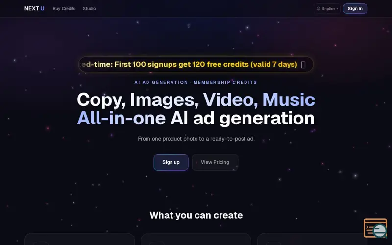 Screenshot of NEXT U, a launch using Three.js