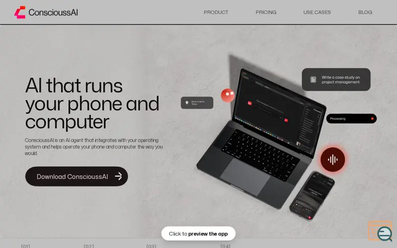 Screenshot of ConscioussAI