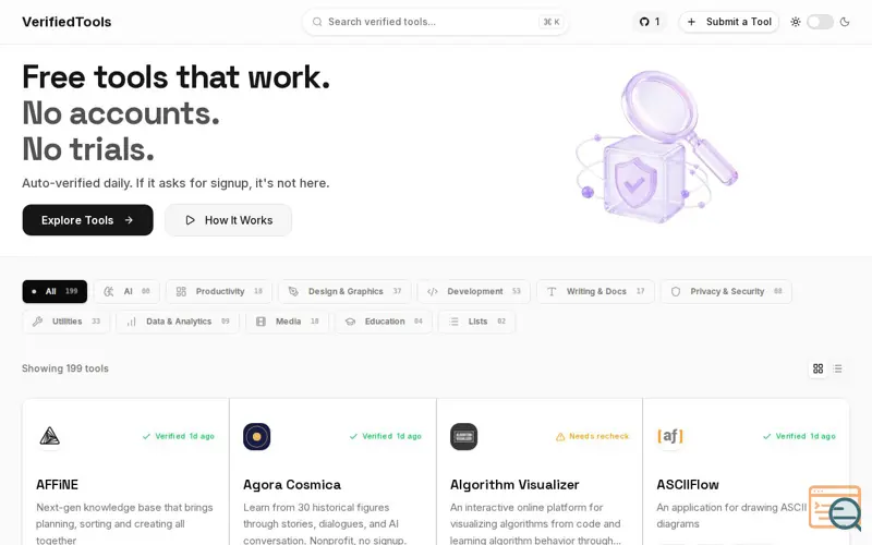 Screenshot of VerifiedTools